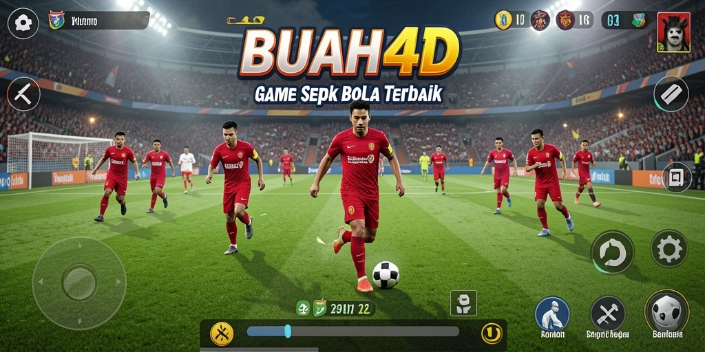 Tampilan gameplay BUAH4D yang penuh aksi di lapangan sepak bola.