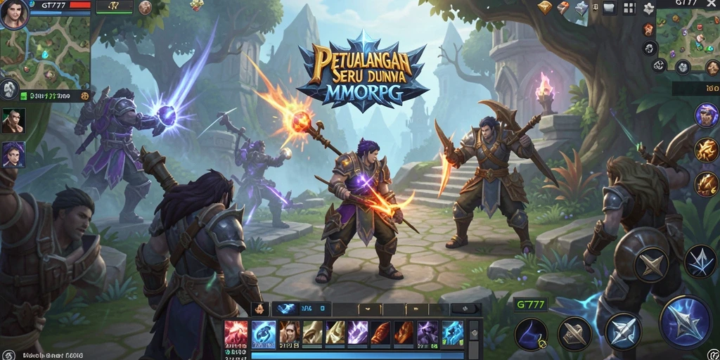 Screenshot gameplay GT777 menunjukkan aksi seru dalam pertempuran MMORPG.