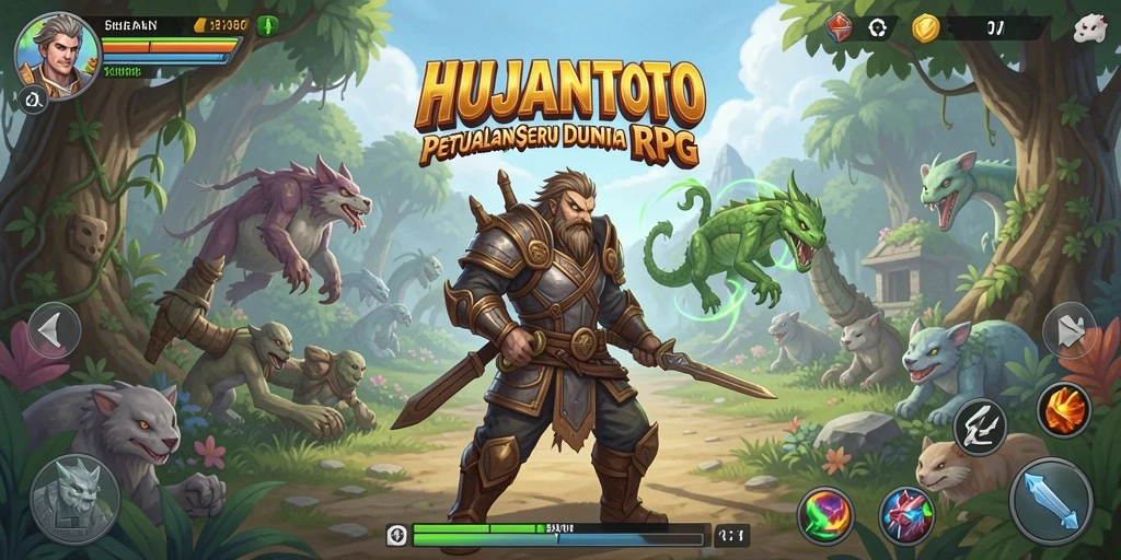 Tampilan gameplay seru dalam HUJANTOTO yang menampilkan pertempuran epik.