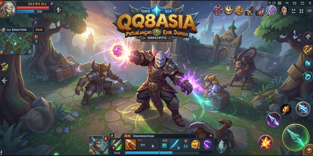 Tangkapan layar gameplay <strong>QQ88ASIA</strong> yang menunjukkan pertarungan epik dalam MMORPG.